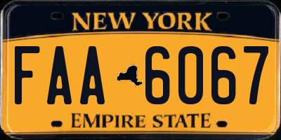 NY license plate FAA6067