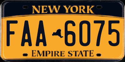 NY license plate FAA6075
