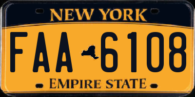 NY license plate FAA6108