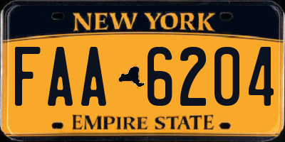 NY license plate FAA6204