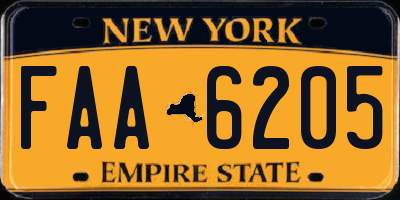 NY license plate FAA6205