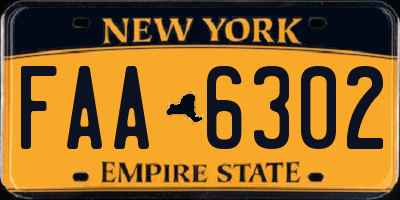 NY license plate FAA6302