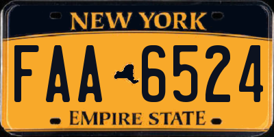 NY license plate FAA6524