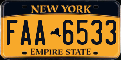NY license plate FAA6533