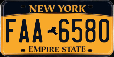 NY license plate FAA6580