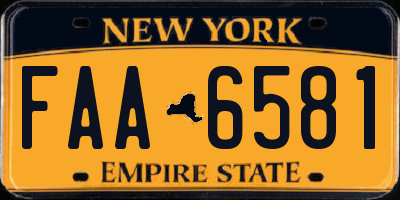 NY license plate FAA6581