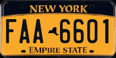 NY license plate FAA6601