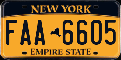 NY license plate FAA6605