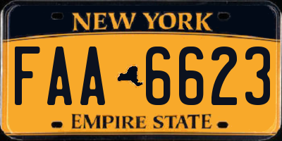 NY license plate FAA6623