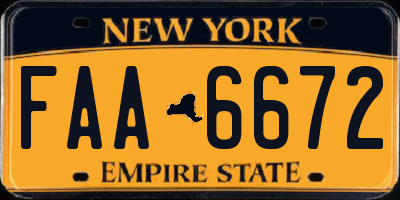 NY license plate FAA6672