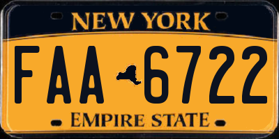 NY license plate FAA6722