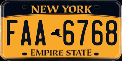 NY license plate FAA6768
