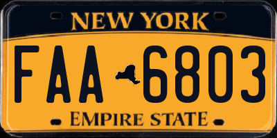 NY license plate FAA6803