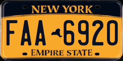 NY license plate FAA6920