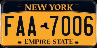 NY license plate FAA7006