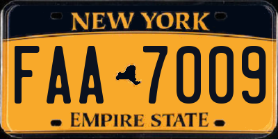 NY license plate FAA7009