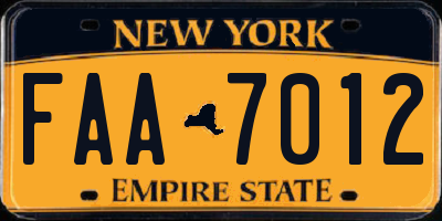 NY license plate FAA7012