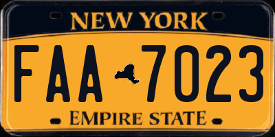 NY license plate FAA7023