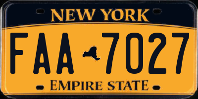 NY license plate FAA7027