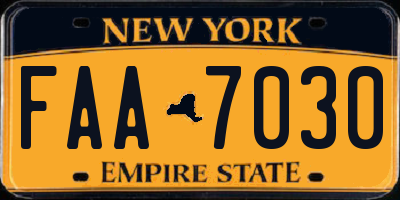 NY license plate FAA7030