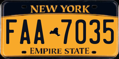 NY license plate FAA7035