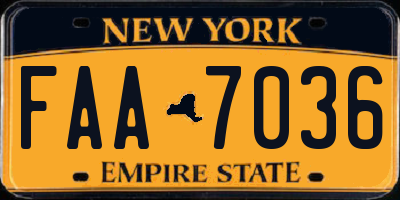 NY license plate FAA7036