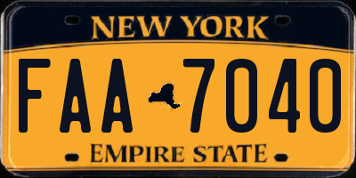NY license plate FAA7040