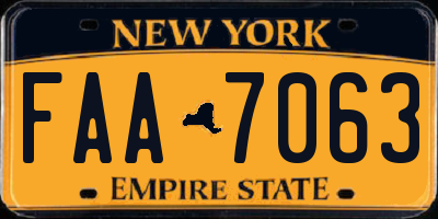 NY license plate FAA7063