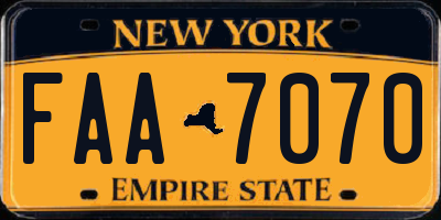 NY license plate FAA7070