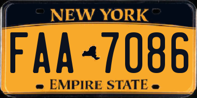 NY license plate FAA7086