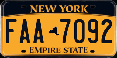 NY license plate FAA7092