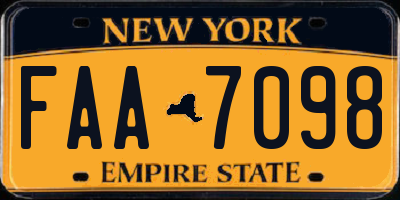 NY license plate FAA7098