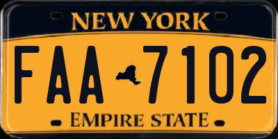 NY license plate FAA7102