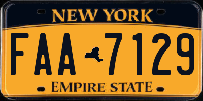 NY license plate FAA7129
