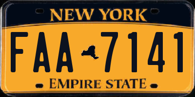 NY license plate FAA7141
