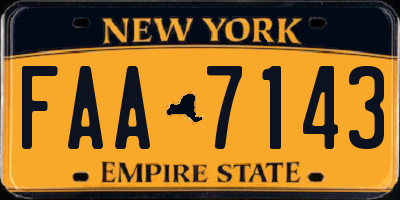 NY license plate FAA7143