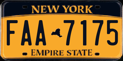 NY license plate FAA7175