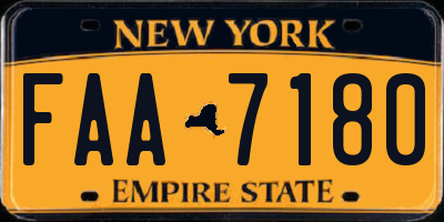 NY license plate FAA7180