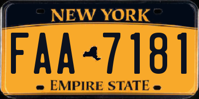 NY license plate FAA7181