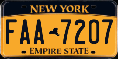 NY license plate FAA7207