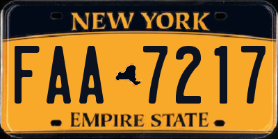 NY license plate FAA7217