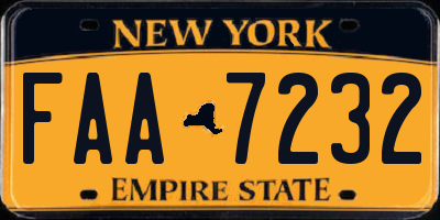 NY license plate FAA7232