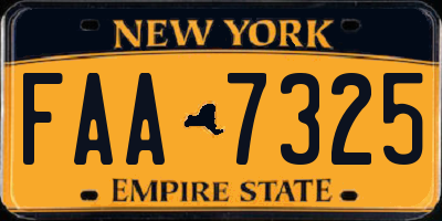 NY license plate FAA7325