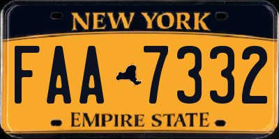 NY license plate FAA7332