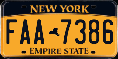 NY license plate FAA7386