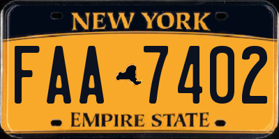 NY license plate FAA7402