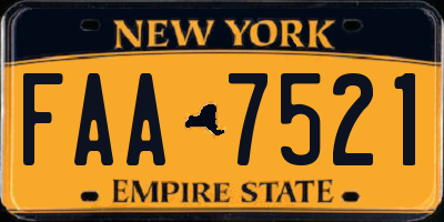 NY license plate FAA7521