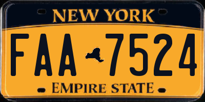 NY license plate FAA7524