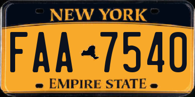 NY license plate FAA7540