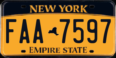 NY license plate FAA7597